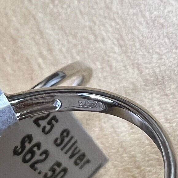 TG 925 Sterling Silver Cubic Zirconia Double Ring Women's Size 8 Rhodium Finish - Picture 5 of 16